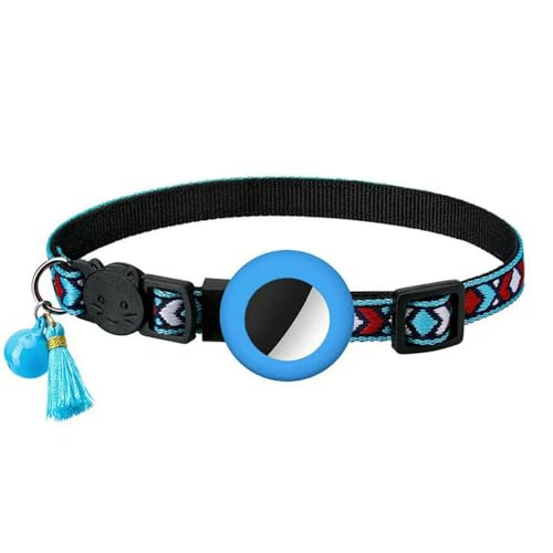 MEIFULLE Airtag-Haustierhalsband, verstellbar, Nylon, Welpen- und Katzenhalsband mit Glöckchen, Anti-Verlust-Halskette für Haustiere mit Apple-Airtag-Halter von MEIFULLE