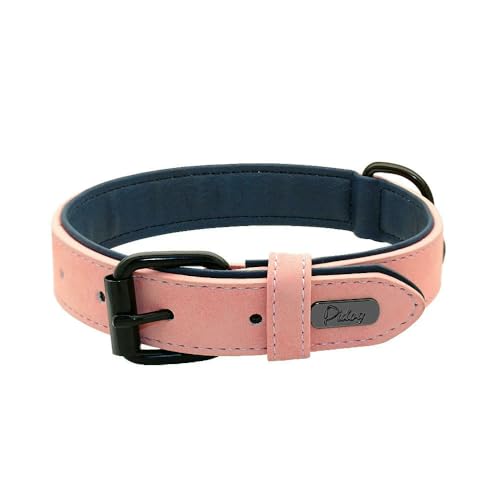 MEIFULLE Großes Hundehalsband, weich gepolstert, langlebiges Echtleder-Halsband für große Hunde, Rottweiler, Labrador, Pitbull von MEIFULLE