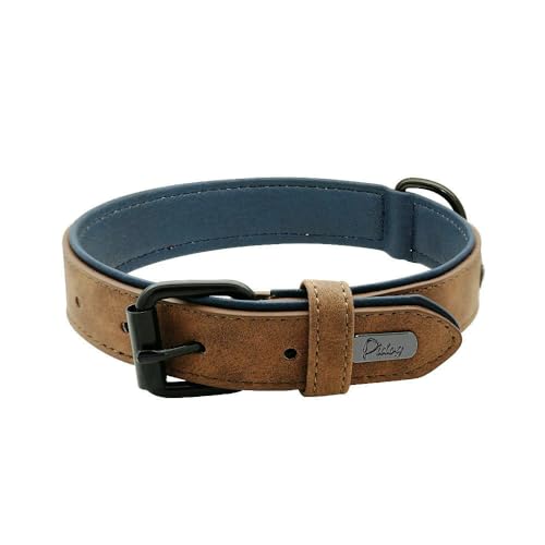MEIFULLE Großes Hundehalsband, weich gepolstert, langlebiges Echtleder-Halsband für große Hunde, Rottweiler, Labrador, Pitbull von MEIFULLE
