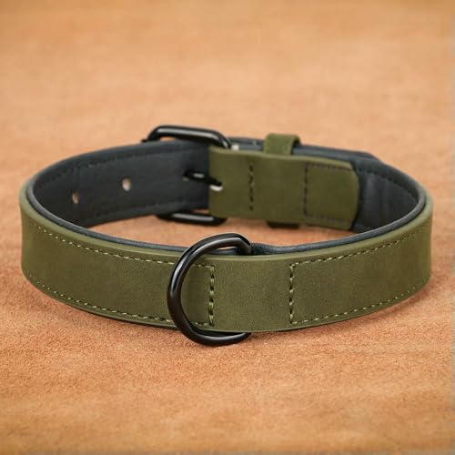 MEIFULLE Großes Hundehalsband, weich gepolstert, langlebiges Echtleder-Halsband für große Hunde, Rottweiler, Labrador, Pitbull von MEIFULLE