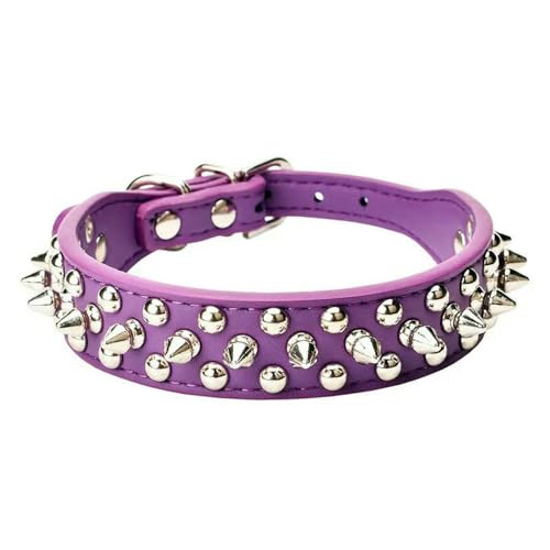 MEIFULLE Hochwertiges Hundehalsband mit Spikes und Sportpolsterung mit Nieten – passend für Bulldoggen, Möpse und kleine/mittelgroße/große Hunde von MEIFULLE