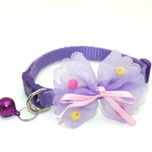 MEIFULLE Niedliches, verstellbares Haustierhalsband mit Schleife und Glöckchen für Hunde und Katzen von MEIFULLE