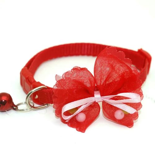 MEIFULLE Niedliches, verstellbares Haustierhalsband mit Schleife und Glöckchen für Hunde und Katzen von MEIFULLE