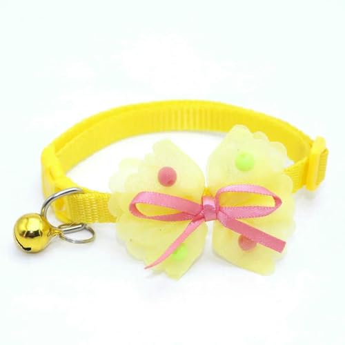MEIFULLE Niedliches, verstellbares Haustierhalsband mit Schleife und Glöckchen für Hunde und Katzen von MEIFULLE