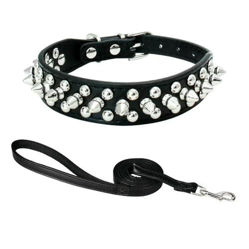 MEIFULLE PU-Hundehalsband mit Spike-Nieten, verstellbar, Anti-Biss-Halsbänder für kleine, mittelgroße und große Hunde, Bullterrier, Dobermann, Pinscher von MEIFULLE