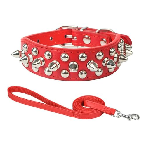 MEIFULLE PU-Hundehalsband mit Spike-Nieten, verstellbar, Anti-Biss-Halsbänder für kleine, mittelgroße und große Hunde, Bullterrier, Dobermann, Pinscher von MEIFULLE