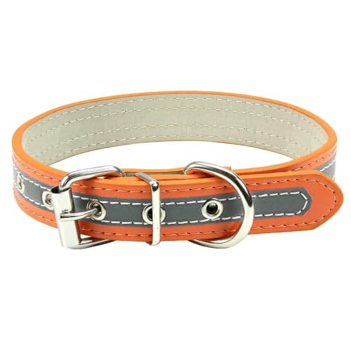 MEIFULLE Reflektierendes Hundehalsband aus Leder, Sicherheitshalsband für Welpen, für kleine, mittelgroße und große Hunde, Haustierbedarf, verhindert Autounfälle bei Nacht von MEIFULLE