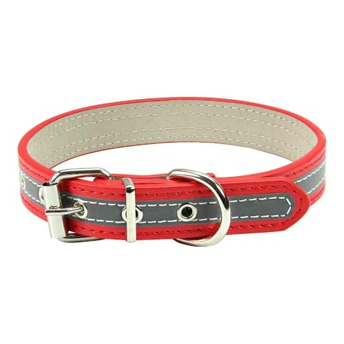 MEIFULLE Reflektierendes Hundehalsband aus Leder, Sicherheitshalsband für Welpen, für kleine, mittelgroße und große Hunde, Haustierbedarf, verhindert Autounfälle bei Nacht von MEIFULLE