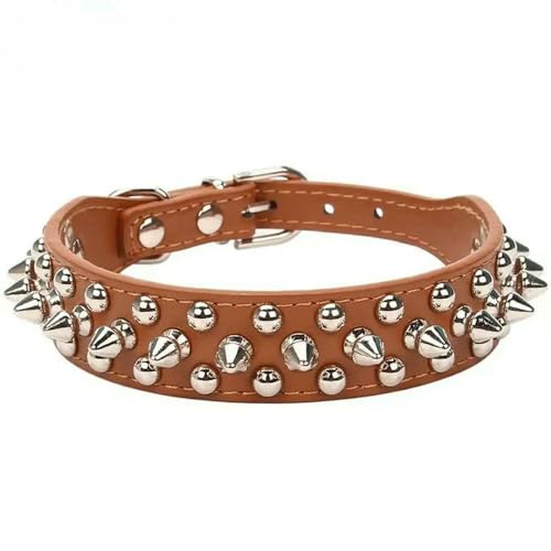 MEIFULLE Verstellbares Hundehalsband aus Leder für Haustiere, Halsbandzubehör, PU-Leder, Punk-Nieten, Spike-Hundehalsband, Haustierhalsbänder für kleine Katzen von MEIFULLE