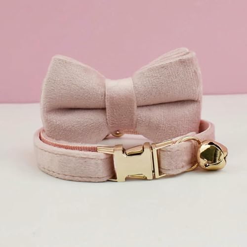 Personalisiertes Katzenhalsband aus Samt mit Glöckchenfliege - Namensschild mit individueller Gravur von MEIFULLE