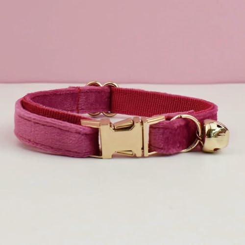 Personalisiertes Katzenhalsband aus Samt mit Glöckchenfliege - Namensschild mit individueller Gravur von MEIFULLE