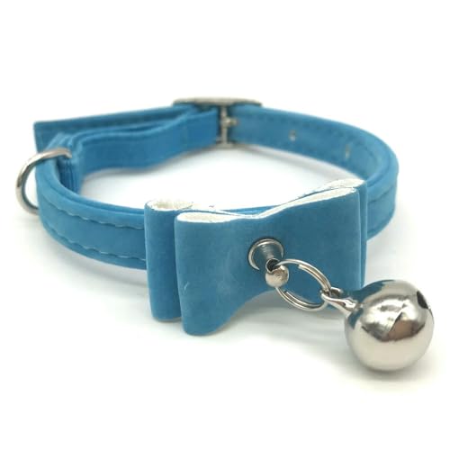 Süßes Katzenhalsband mit Schleife aus Samt, für kleine Welpen, Haustierhalsbänder, Schleifenhalskette mit Glöckchen für Hunde und Katzen, Mehrfarbig von MEIFULLE