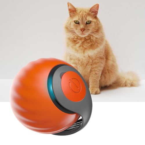 MEIION Haustier Interaktives Spielzeug Bälle, automatisches Katzenspielzeug – intelligenten Spielmodi & Richtungswechsel für natürlichen Jagdinstinkt | Ideal für Wohnräume & Büros Orange von MEIION