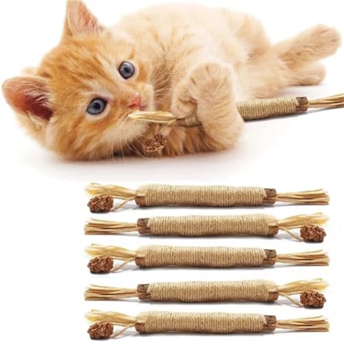MEIION Holz Polygonum Katze kauen Spielzeug - Multifunktionale interaktive Katze Teaser-Stick mit Bast und Insektengallen zu fördern gesunde Unterhaltung für Haustiere von MEIION