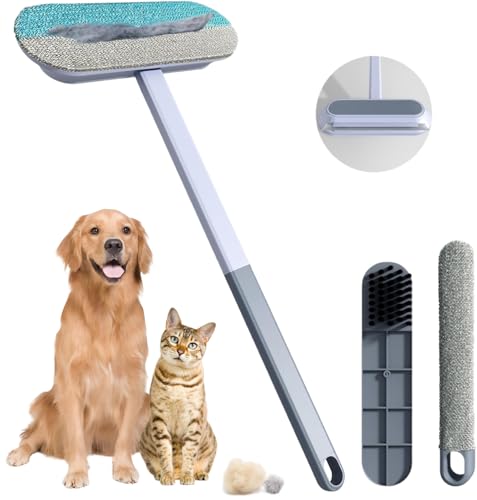 MEIION Pawnaps - CleanPaw Tierhaarentferner 4 in 1 Fusselbürsten-Set mit Verlängerungsstab - Effektiver Hunde- und Katzenhaarentferner für Sofas, Teppiche, Kratzbäume und Kleidung von MEIION