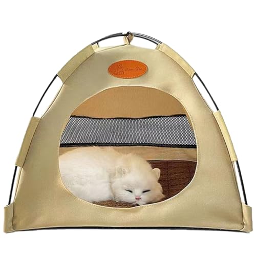 Premium Katzen Kühlzelt – Natürliche Kühlung & Atmungsaktives Material & Leicht & Tragbar – Gemütlicher Rückzugsort für Katzen – Ideal für Wohnzimmer, Balkon & Reise (für Katzenbesitzer) von MEIION