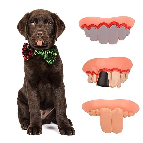 MEISH 3 Stück künstliche Zähne für Hunde - Kostüm-Accessoire aus Gummi - Größe 5 x 2 x 3 cm - Für kleine Hunderassen & Maskerade-Party von MEISH