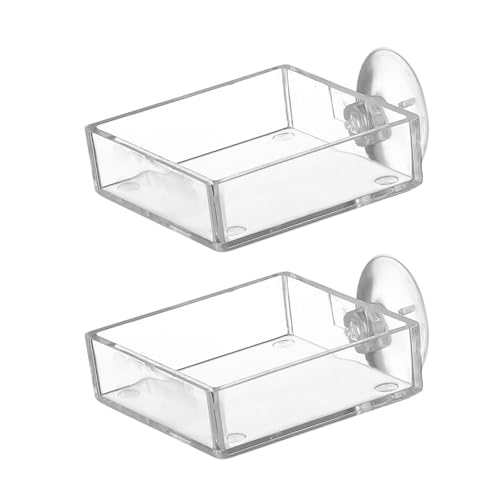 MEISH Aquarium-Futterstation für Fische, Garnelen, Eidechsen, Spinnen; transparentes Acryl-Futtertablett, 6 x 6 cm, Aquarium, Tiergeschäft, Küche, Badezimmer, 2 Stück von MEISH