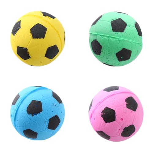 MEISH Schwamm-Katzenbälle, Spielzeug, weicher Schaumstoff, Fußballspielzeug, Bälle, Katzenspiel, interaktives Spielzeug, buntes Haustier-Kauspielzeug für Hunde, Welpen, Katzen (4) von MEISH