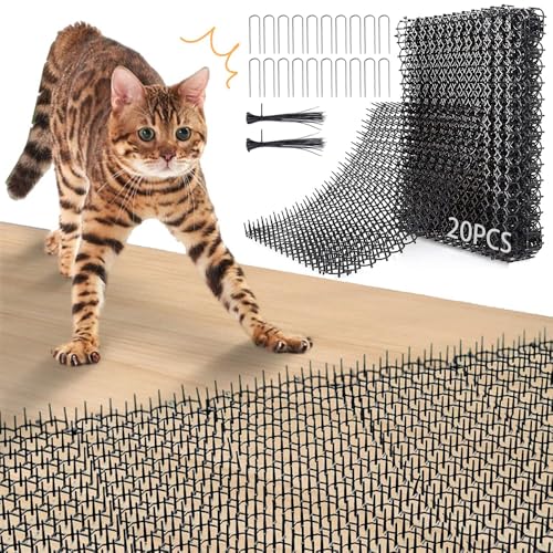 20 Stück Dornengitter Gegen Katzen,Katzenabwehr Matte 20*40cm,Tier Barriere mit Spikes,Anti Katzen Matte,Katzengitter Garten,Dornengitter Tier-barriere,Katzenschreck Gitter,Dornengitter Katzenabwehr von MEISHANG