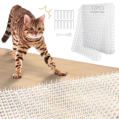 Dornengitter Gegen Katzen,12 Stücke Katzenabwehr Matte 34*42cm,Tier Barriere mit Spikes,Anti Katzen Matte,Katzengitter Garten,Dornengitter Tier-barriere,Katzenschreck Gitter,Dornengitter Katzenabwehr von MEISHANG