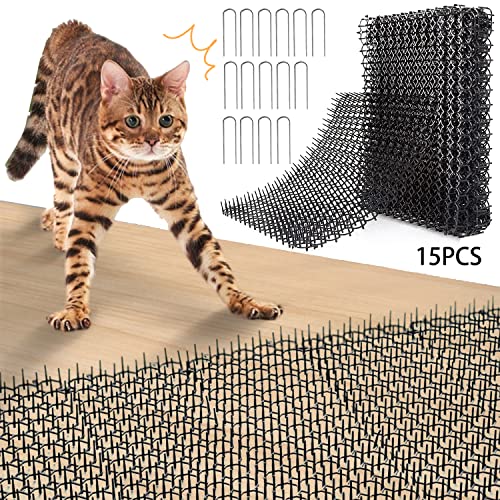 Dornengitter Gegen Katzen,15 Stücke Katzenabwehr Matte 20*40cm,Tier Barriere mit Spikes,Anti Katzen Matte,Katzengitter Garten,Dornengitter Tier-barriere,Katzenschreck Gitter,Dornengitter Katzenabwehr von MEISHANG