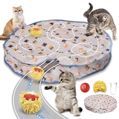 MEISHANG 2 In 1 Simuliertes Interaktives Jagdkatzenspielzeug,Jagd Katze Matte Spielzeug,Interaktives Katzenball,Power Ball 2.0 Katze mit Matte,Jagd Katzenspielzeug für Stimuliert Den Jagdinstinkt MEISHANG 2 In 1 Simuliertes Interaktives Jagdkatzenspielzeug,Jagd Katze Matte Spielzeug,Interaktives Katzenball,Power Ball 2.0 Katze mit Matte,Jagd Katzenspielzeug für Stimuliert Den Jagdinstinkt von MEISHANG