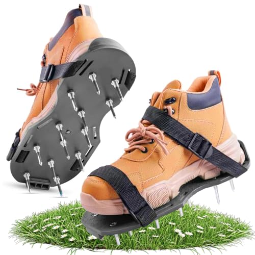 MEISHANG Rasenlüfter Schuhe,Nagelschuhe mit Klettverschluss und 47mm Nagell,Rasenlüfterschuhe,Rasenbelüfter Schuhe,Gartenschuhe für Rasenbelüftung von MEISHANG