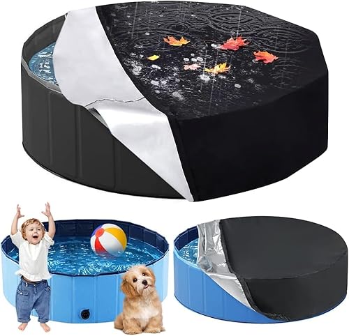 MEISHANG Abdeckung für Hundepool,Poolabdeckung Rund 80 x 30cm,Faltbarer UV Beständiges,Schwimmbadabdeckung mit Kordelzug für Hundeplanschbecken und Kinderplanschbecken von MEISHANG