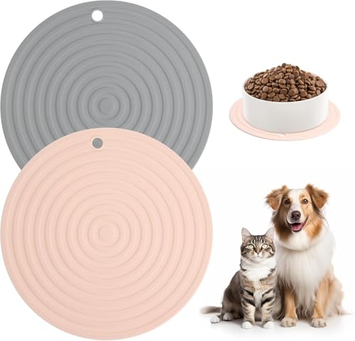 MEISO 2 Stück Napfunterlage für Katzen und Hunde, rutschfeste Napfunterlage, runde Silikonmatte, rutschfeste Futtermatte, wasserdicht, für Futter und Wasser MEISO 2 Stück Napfunterlage für Katzen und Hunde, rutschfeste Napfunterlage, runde Silikonmatte, rutschfeste Futtermatte, wasserdicht, für Futter und Wasser von MEISO