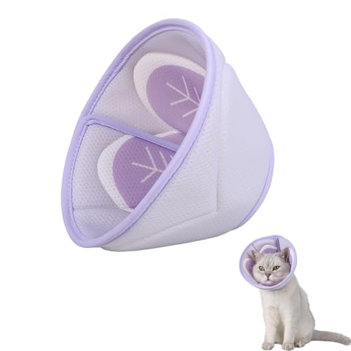 MEISO Elizabethanisches Halsband für Katzen, verstellbar, weiches Halsband zur Erholung der Katze, weicher Kegel für den Hals Elizabethan, Kegel nach Operation und Verletzungen (Violett, M) von MEISO