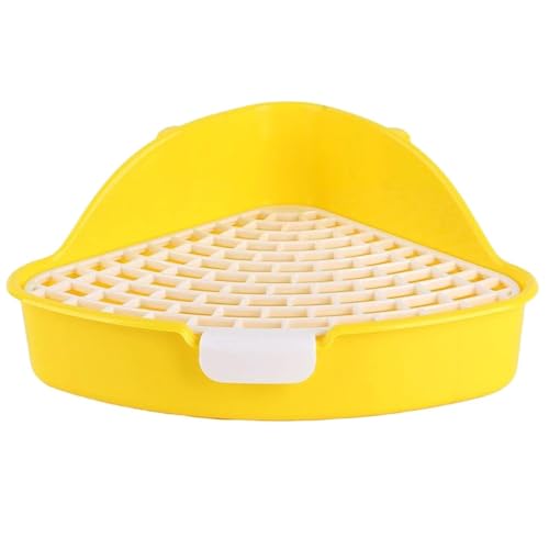 MEISO Kaninchentoilette, Toilette für Haustiere, Töpfchen für Hamster, Toilette für kleine Haustiere, dreieckig, für Kaninchen, Chinchillas, Meerschweinchen (gelb) von MEISO
