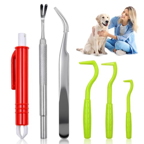 6er Zeckenentferner Set, Zeckenzange für Hunde Katzen Zeckenentferner Set mit Zeckenzange, Zeckenhaken Zeckenpinzetten für Hund, Katze, Pferd Zeckenschutz Hund für Zuhause Tierarzt Und Unterwegs von MEIYAXINWIN