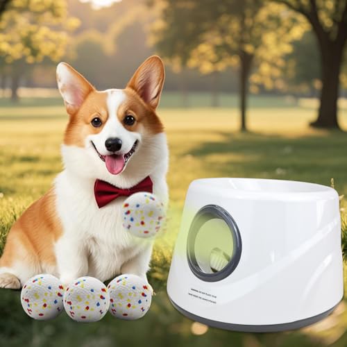MEKAPLE Automatischer Hundeballwerfer, verbesserter interaktiver Hundeballwerfer für kleine Hunde, Distanzverstellbar, geistig stimulierendes Hundespielzeug mit 4 langlebigen Etpu-Bällen, 5,6 cm MEKAPLE Automatischer Hundeballwerfer, verbesserter interaktiver Hundeballwerfer für kleine Hunde, Distanzverstellbar, geistig stimulierendes Hundespielzeug mit 4 langlebigen Etpu-Bällen, 5,6 cm von MEKAPLE