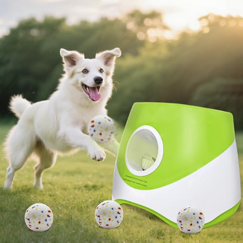 MEKAPLE Automatischer Hundeballwerfer für kleine bis mittelgroße Hunde, verbessertes interaktives Spielzeug, Bälle, Werfer, geistig stimulierendes Hundespielzeug mit 4 langlebigen Etpu-Bällen, 5,6 cm MEKAPLE Automatischer Hundeballwerfer für kleine bis mittelgroße Hunde, verbessertes interaktives Spielzeug, Bälle, Werfer, geistig stimulierendes Hundespielzeug mit 4 langlebigen Etpu-Bällen, 5,6 cm von MEKAPLE