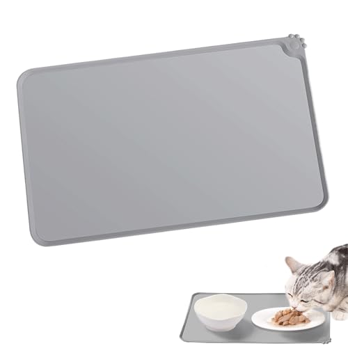 1 x Katzenmatte für Futternäpfe, graue Katzenfütterungsmatte, Silikon, rutschfeste Futtermatte für Katzen und Hunde, wasserdichte Futternapf-Matte, Haustierfuttermatte, Haustiernapf, 1 x Katzenmatte für Futternäpfe, graue Katzenfütterungsmatte, Silikon, rutschfeste Futtermatte für Katzen und Hunde, wasserdichte Futternapf-Matte, Haustierfuttermatte, Haustiernapf, von MEKEET
