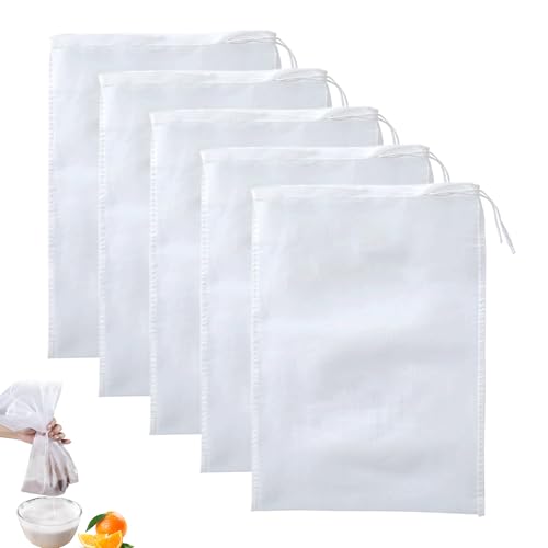 Feine Netzbeutel, wiederverwendbar, Nylon, Kordelzugbeutel für Aquarium, Filterbeutel, Netzbeutel für Filter, Aktivkohle, Bio-Kugeln, Filterzubehör (weiß), 5 Stück von MEKEET