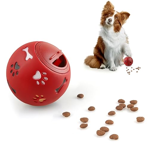 MEKEET Futterball für Hunde Hundespielzeug Intelligenz Hundefutter Welpenspielzeug,Welpen Leckerlispender Puzzle Langsamer Feeder Trainingsspiele für Hunde Katzen Kaninchen Hamster (red) von MEKEET