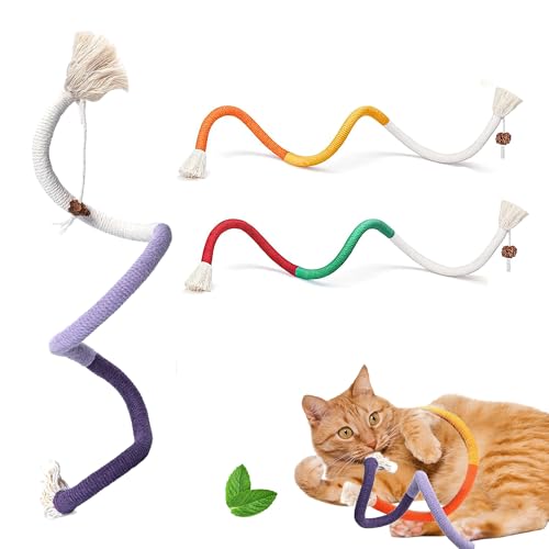 MEKEET Natürliches Kauspielzeug für Katzen, 3 Kombinationsfarben, attraktives Zahnspielzeug, langlebiges Katzenminze-Spielzeug und Katzenminze-Seile für die Zahnreinigung von Katzen für den MEKEET Natürliches Kauspielzeug für Katzen, 3 Kombinationsfarben, attraktives Zahnspielzeug, langlebiges Katzenminze-Spielzeug und Katzenminze-Seile für die Zahnreinigung von Katzen für den von MEKEET