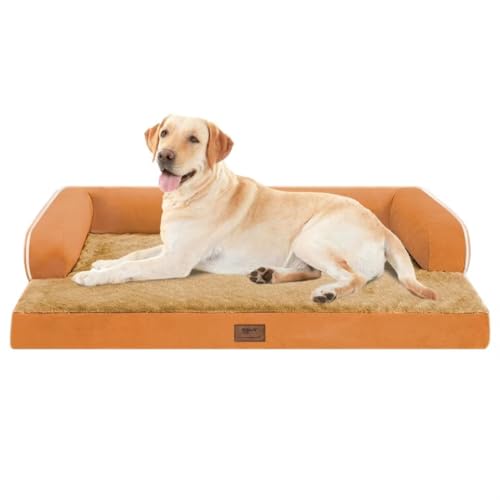 Großes Hundebett, orthopädisch, waschbar, orthopädische Hundebetten für große Hunde, waschbarer Bezug, abnehmbare Nackenrolle und rutschfeste Unterseite, große orthopädische orangefarbene Hundebetten, Großes Hundebett, orthopädisch, waschbar, orthopädische Hundebetten für große Hunde, waschbarer Bezug, abnehmbare Nackenrolle und rutschfeste Unterseite, große orthopädische orangefarbene Hundebetten, von MEKIY
