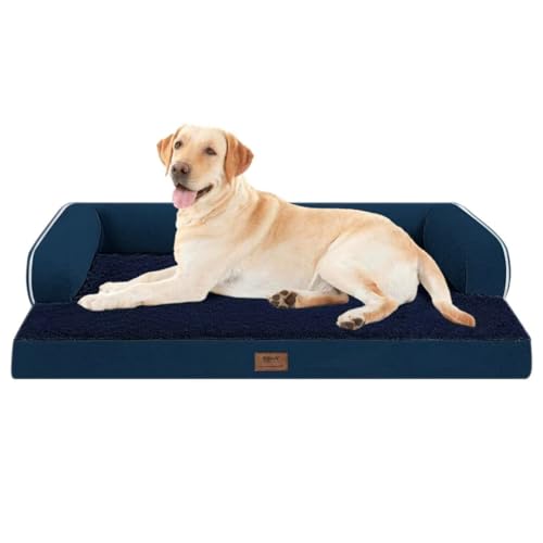 Großes orthopädisches Hundebett waschbar – wasserdicht mit abnehmbarem Bezug – Memory-Schaum – Betten Nackenrolle Haustier – Couch-Sofa – XXL große Hunde – marineblaues Hundebett Großes orthopädisches Hundebett waschbar – wasserdicht mit abnehmbarem Bezug – Memory-Schaum – Betten Nackenrolle Haustier – Couch-Sofa – XXL große Hunde – marineblaues Hundebett von MEKIY