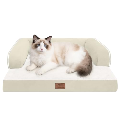 Kleines Hundebett, wasserdicht, orthopädisch, für kleine Hunde, Katzen, bequemes Haustierbett mit waschbarem, abnehmbarem Bezug, Beige Kleines Hundebett, wasserdicht, orthopädisch, für kleine Hunde, Katzen, bequemes Haustierbett mit waschbarem, abnehmbarem Bezug, Beige von MEKIY