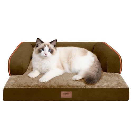 Kleines Hundebett, wasserdicht, orthopädisch, für kleine Hunde, Katzen, bequemes Haustierbett mit waschbarem, abnehmbarem Bezug, Braun Kleines Hundebett, wasserdicht, orthopädisch, für kleine Hunde, Katzen, bequemes Haustierbett mit waschbarem, abnehmbarem Bezug, Braun von MEKIY