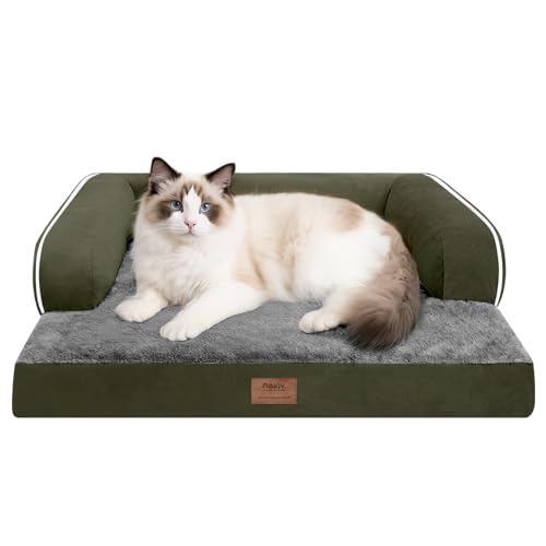 Kleines Hundebett, wasserdicht, orthopädisch, für kleine Hunde, Katzen, bequemes Haustierbett mit waschbarem, abnehmbarem Bezug, Dunkelgrün Kleines Hundebett, wasserdicht, orthopädisch, für kleine Hunde, Katzen, bequemes Haustierbett mit waschbarem, abnehmbarem Bezug, Dunkelgrün von MEKIY