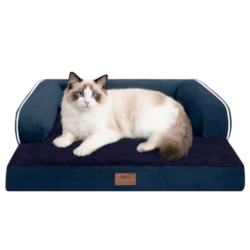 Kleines Hundebett, wasserdicht, orthopädisch, für kleine Hunde, Katzen, bequemes Haustierbett mit waschbarem, abnehmbarem Bezug, Marineblau Kleines Hundebett, wasserdicht, orthopädisch, für kleine Hunde, Katzen, bequemes Haustierbett mit waschbarem, abnehmbarem Bezug, Marineblau von MEKIY