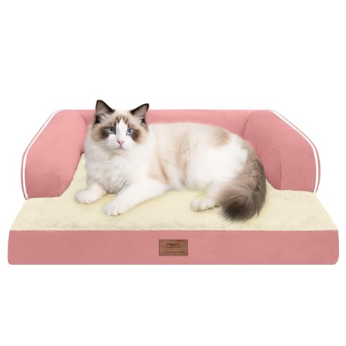 Kleines Hundebett, wasserdicht, orthopädisch, für kleine Hunde, Katzen, bequemes Haustierbett mit waschbarem, abnehmbarem Bezug, Rosa Kleines Hundebett, wasserdicht, orthopädisch, für kleine Hunde, Katzen, bequemes Haustierbett mit waschbarem, abnehmbarem Bezug, Rosa von MEKIY