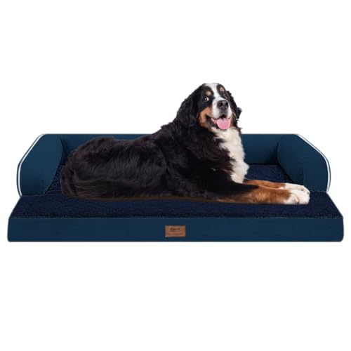 MEKIY Orthopädisches großes Hundebett, waschbar: orthopädische Hundebetten für große XXXL-Hunde, wasserdichter waschbarer Bezug mit Eierschaum, abnehmbare Nackenrolle, marineblaue Haustierbetten für MEKIY Orthopädisches großes Hundebett, waschbar: orthopädische Hundebetten für große XXXL-Hunde, wasserdichter waschbarer Bezug mit Eierschaum, abnehmbare Nackenrolle, marineblaue Haustierbetten für von MEKIY