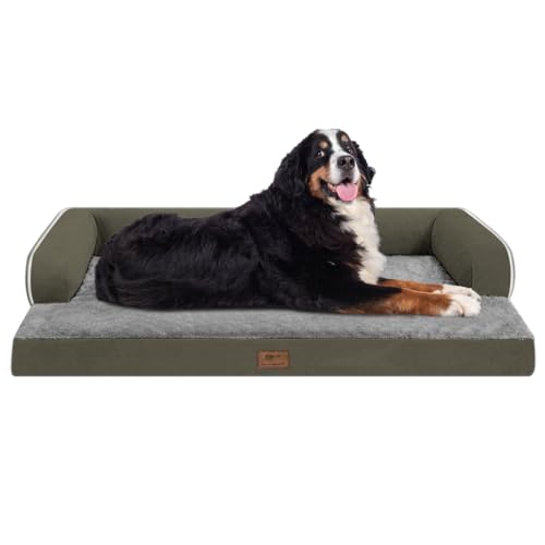 Orthopädische Hundebetten für große und XXXL-Hunde, wasserdicht, waschbarer Bezug mit Eierschaumstoff, abnehmbare Nackenrolle, Dunkelgrün Orthopädische Hundebetten für große und XXXL-Hunde, wasserdicht, waschbarer Bezug mit Eierschaumstoff, abnehmbare Nackenrolle, Dunkelgrün von MEKIY