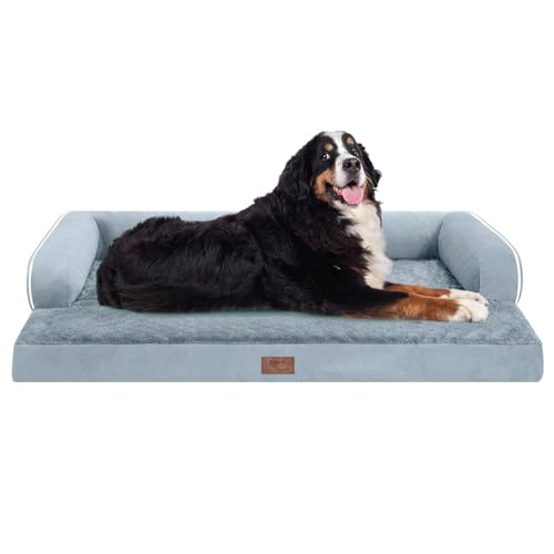 Orthopädisches Hundebett für große Hunde, waschbar, für große und große Hunde, orthopädisches Grau, extra Hundebett mit wasserdichtem Bezug und abnehmbarem Eierschaum, Couchbett-Nackenrolle Orthopädisches Hundebett für große Hunde, waschbar, für große und große Hunde, orthopädisches Grau, extra Hundebett mit wasserdichtem Bezug und abnehmbarem Eierschaum, Couchbett-Nackenrolle von MEKIY