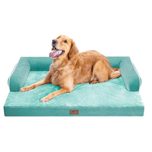 Orthopädisches waschbares großes Hundebett, Hundebetten mit abnehmbarem Bezug, großes XXL, mit Nackenrolle, waschbar, aquablau, mit orthopädischem Eierschaum für mittelgroße und große Hunde Orthopädisches waschbares großes Hundebett, Hundebetten mit abnehmbarem Bezug, großes XXL, mit Nackenrolle, waschbar, aquablau, mit orthopädischem Eierschaum für mittelgroße und große Hunde von MEKIY